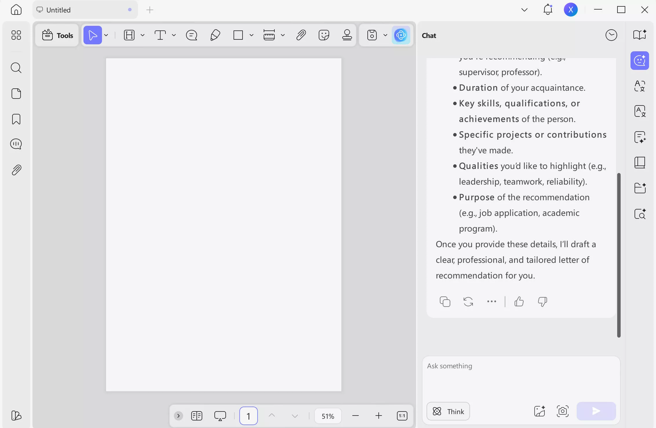 Write letter of recommendation with UPDF AI