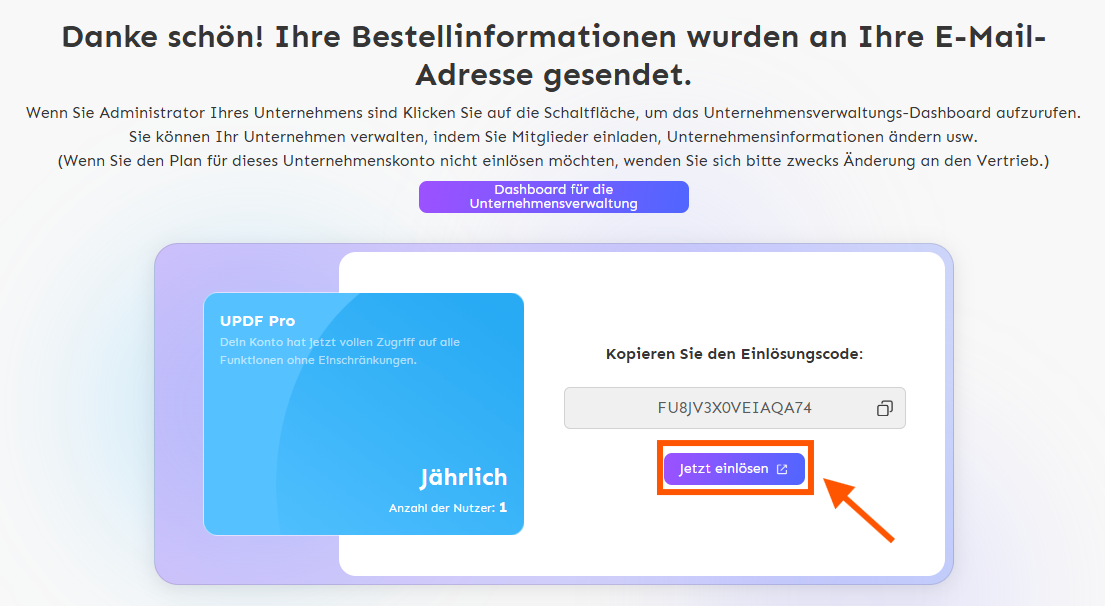 Klicken Sie auf „Jetzt einlösen“