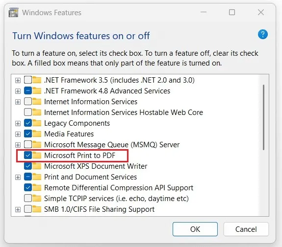 reinstall microsoft print to pdf