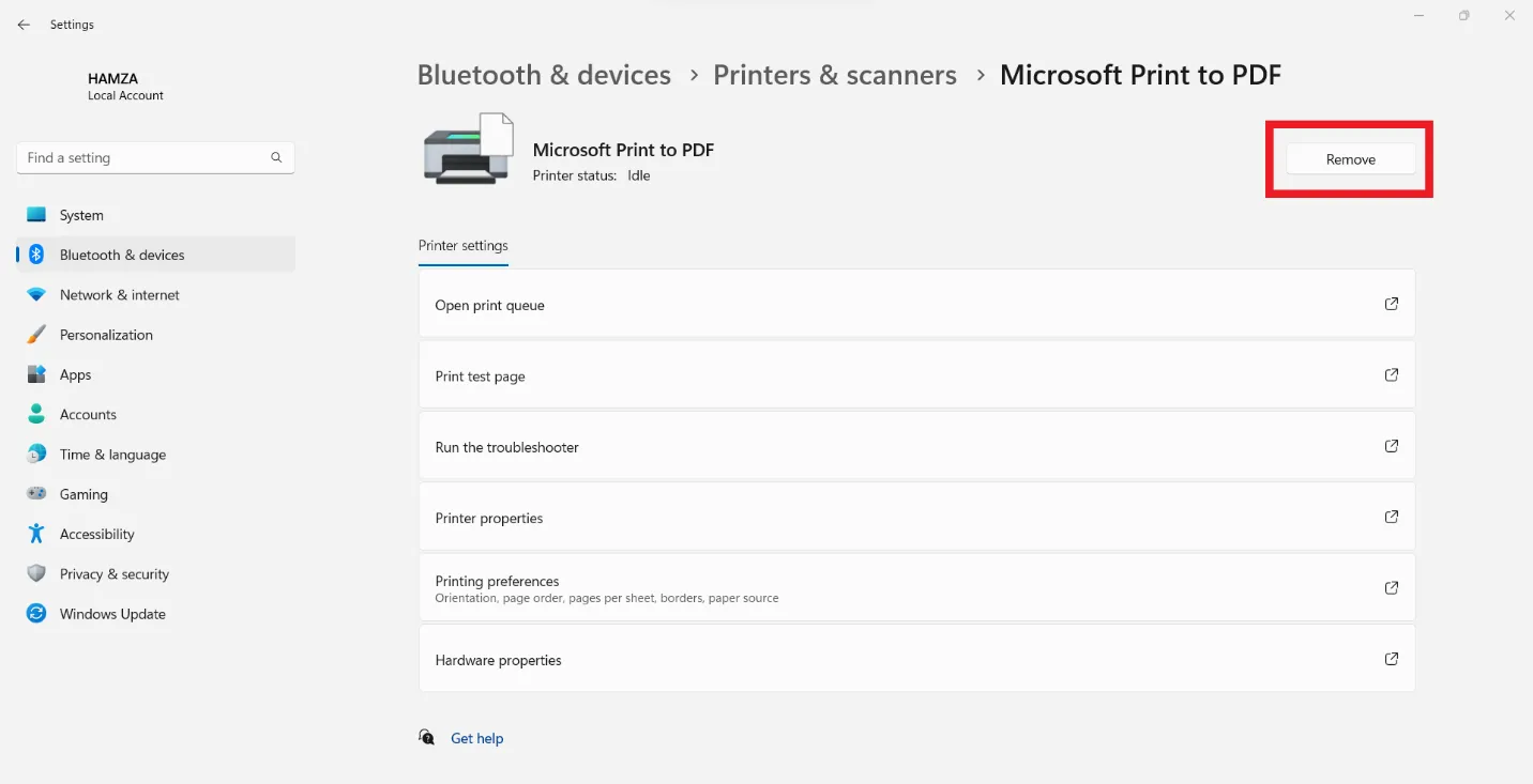 Microsoft Print to PDF entfernen