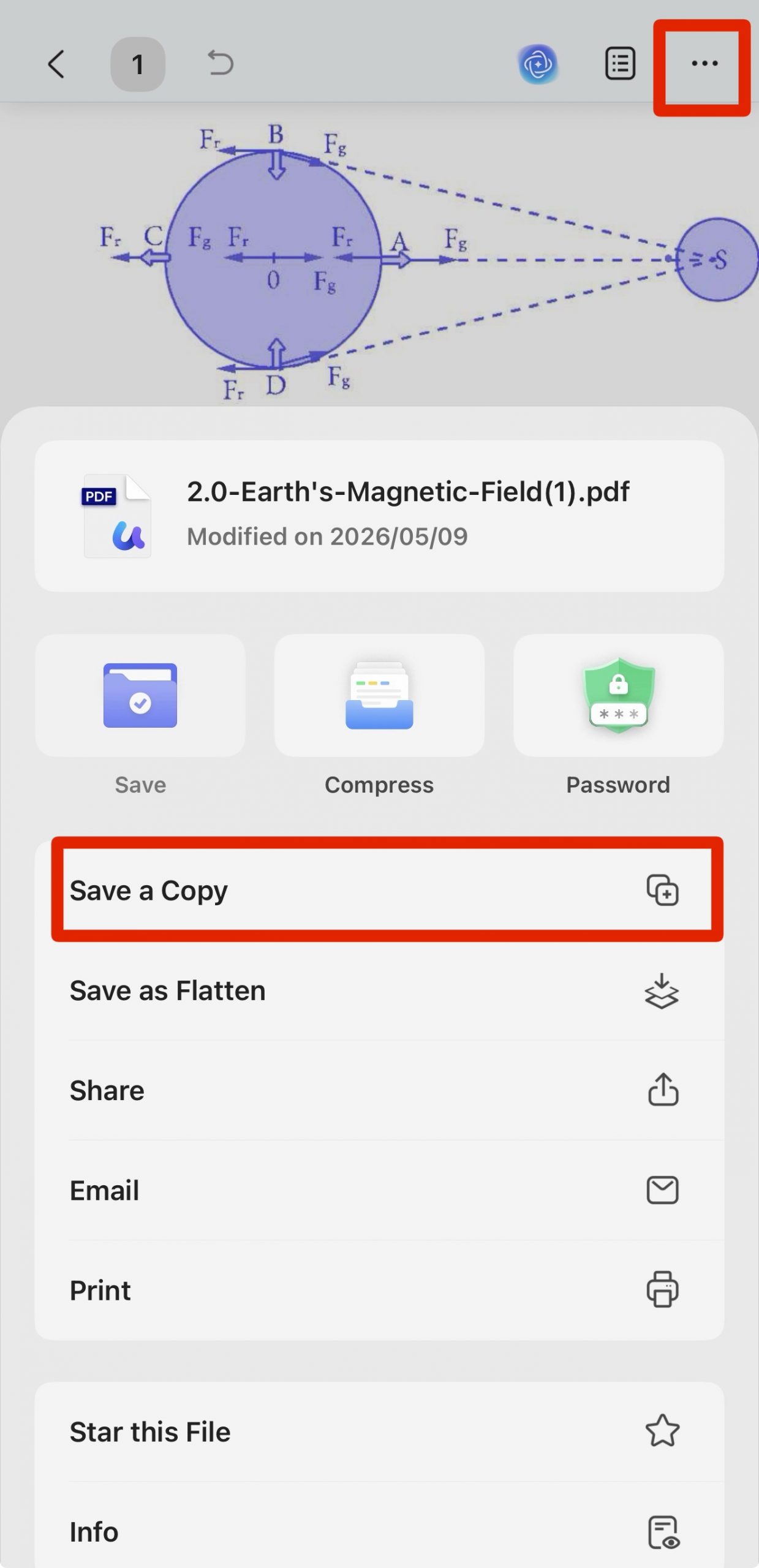 save as a copy on updf ios