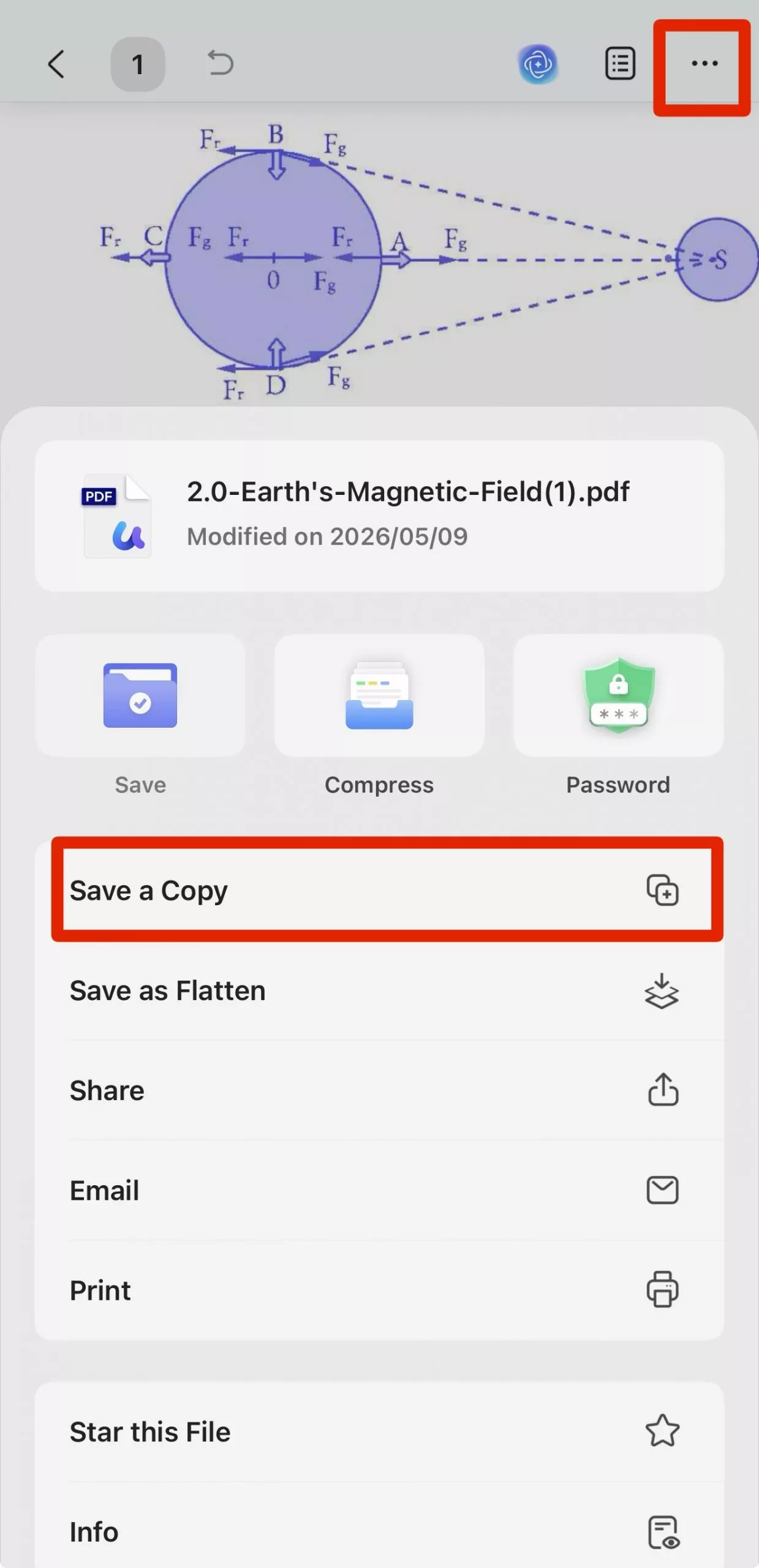 save as a copy on updf ios