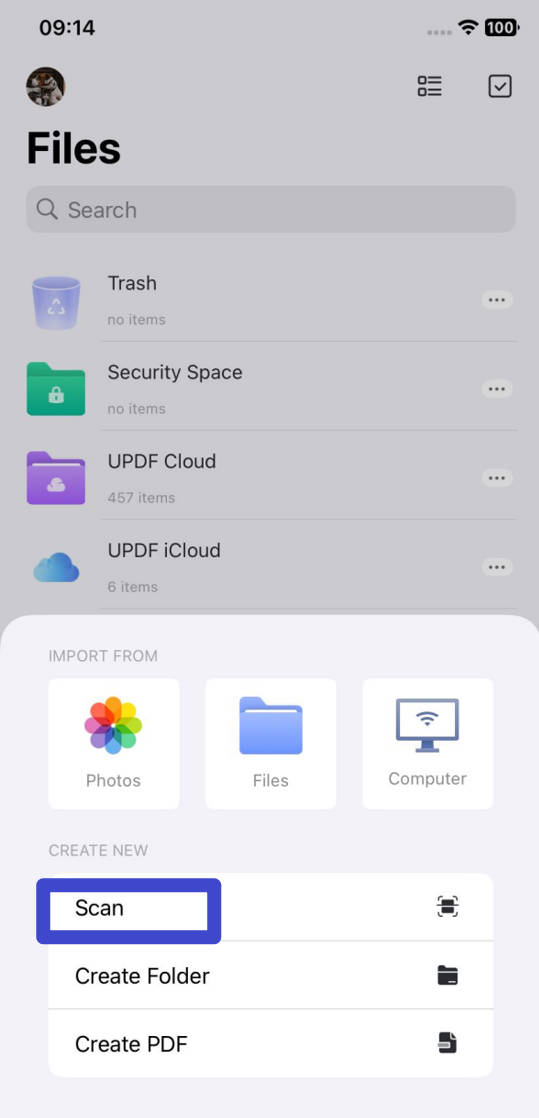 scan books to PDF using UPDF on iPhone