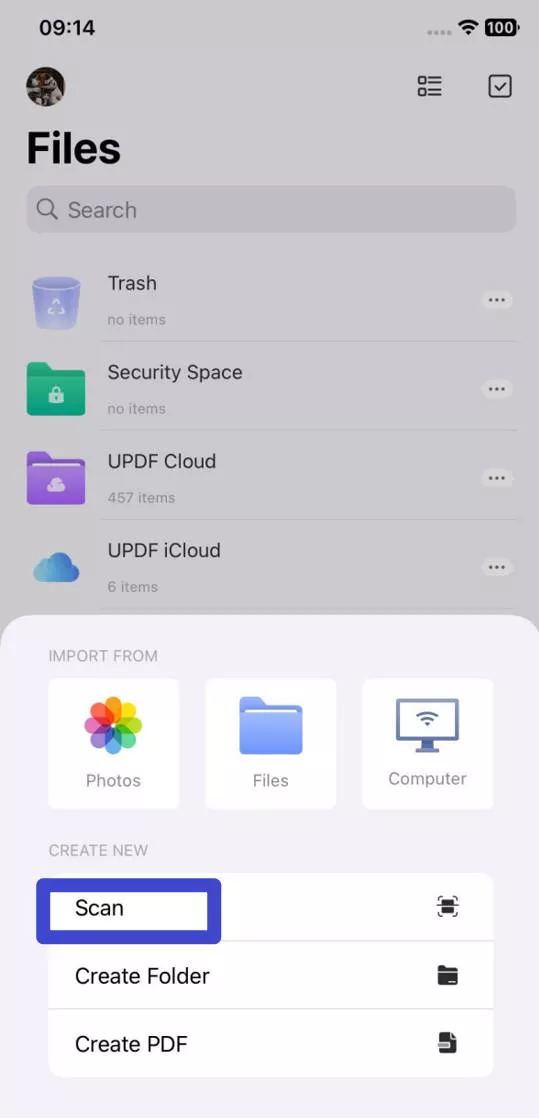 scan books to PDF using UPDF on iPhone