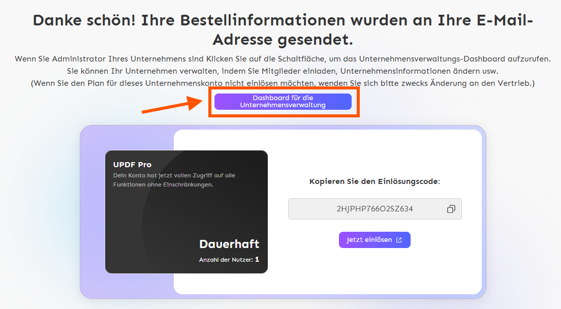 automatisch einlösen UPDF Unternehmensplan benutzerhandbuch
