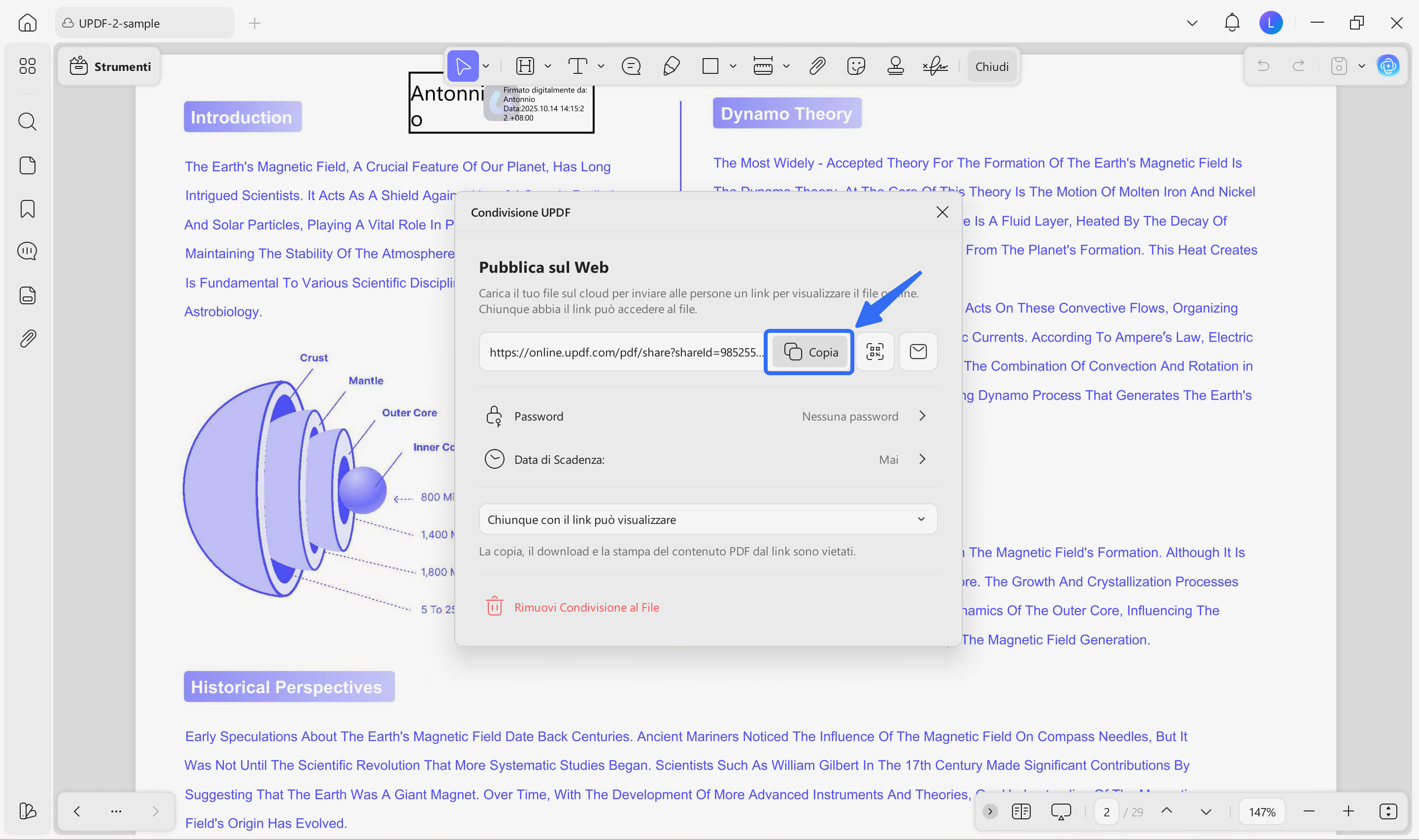 create url for pdf and copy link