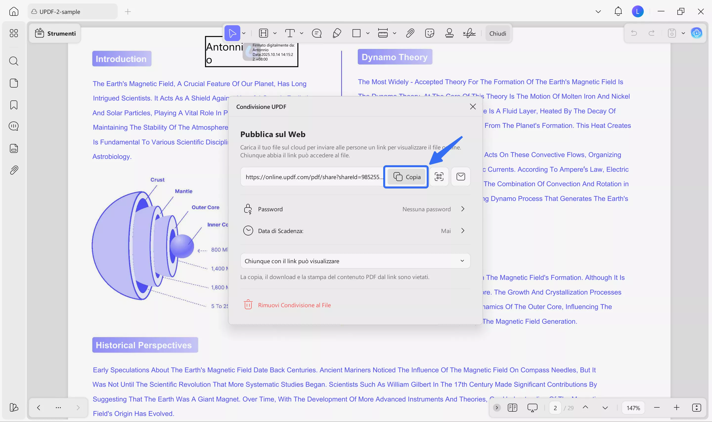 create url for pdf and copy link