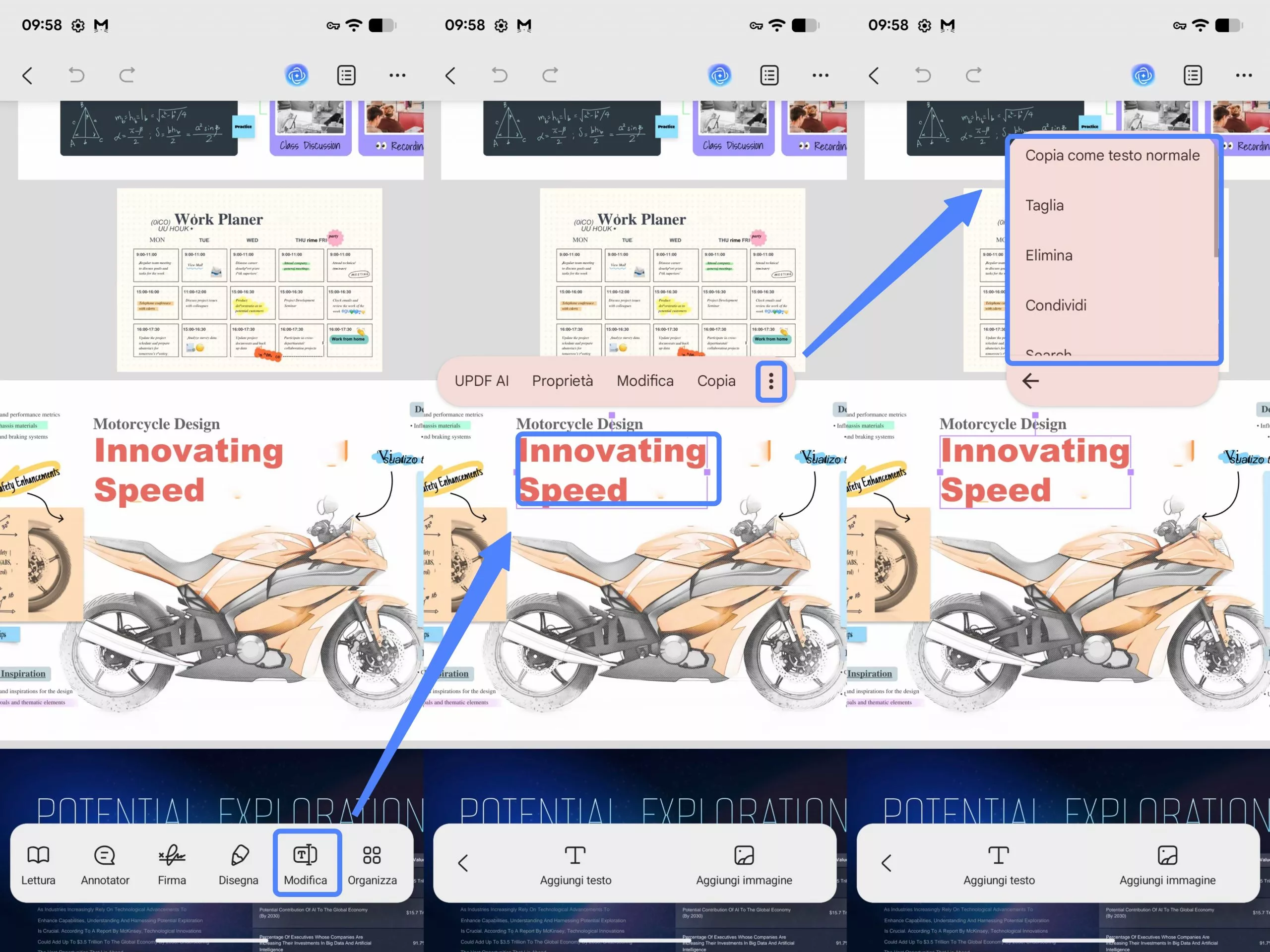 edit the existing text