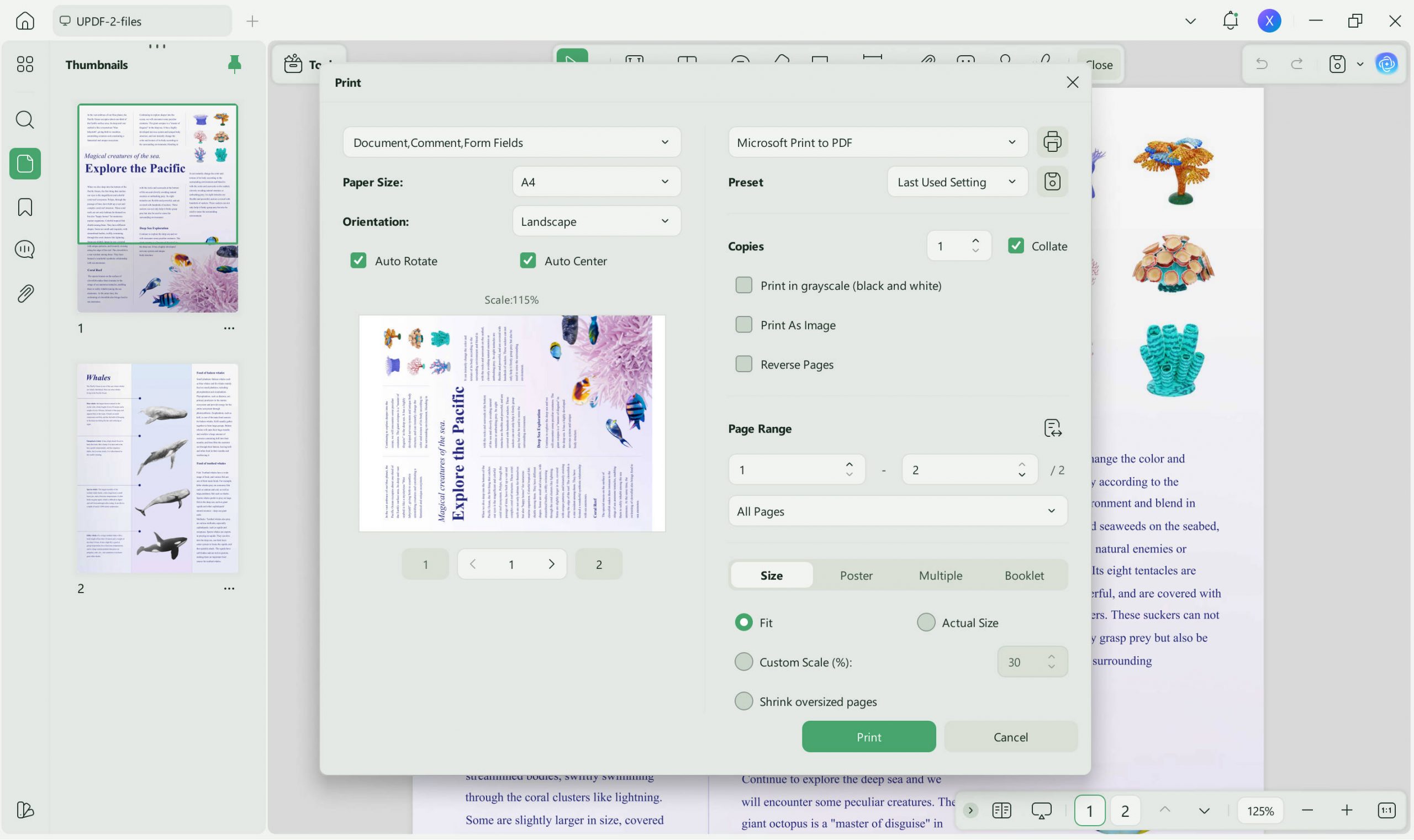 print pdf ready with updf