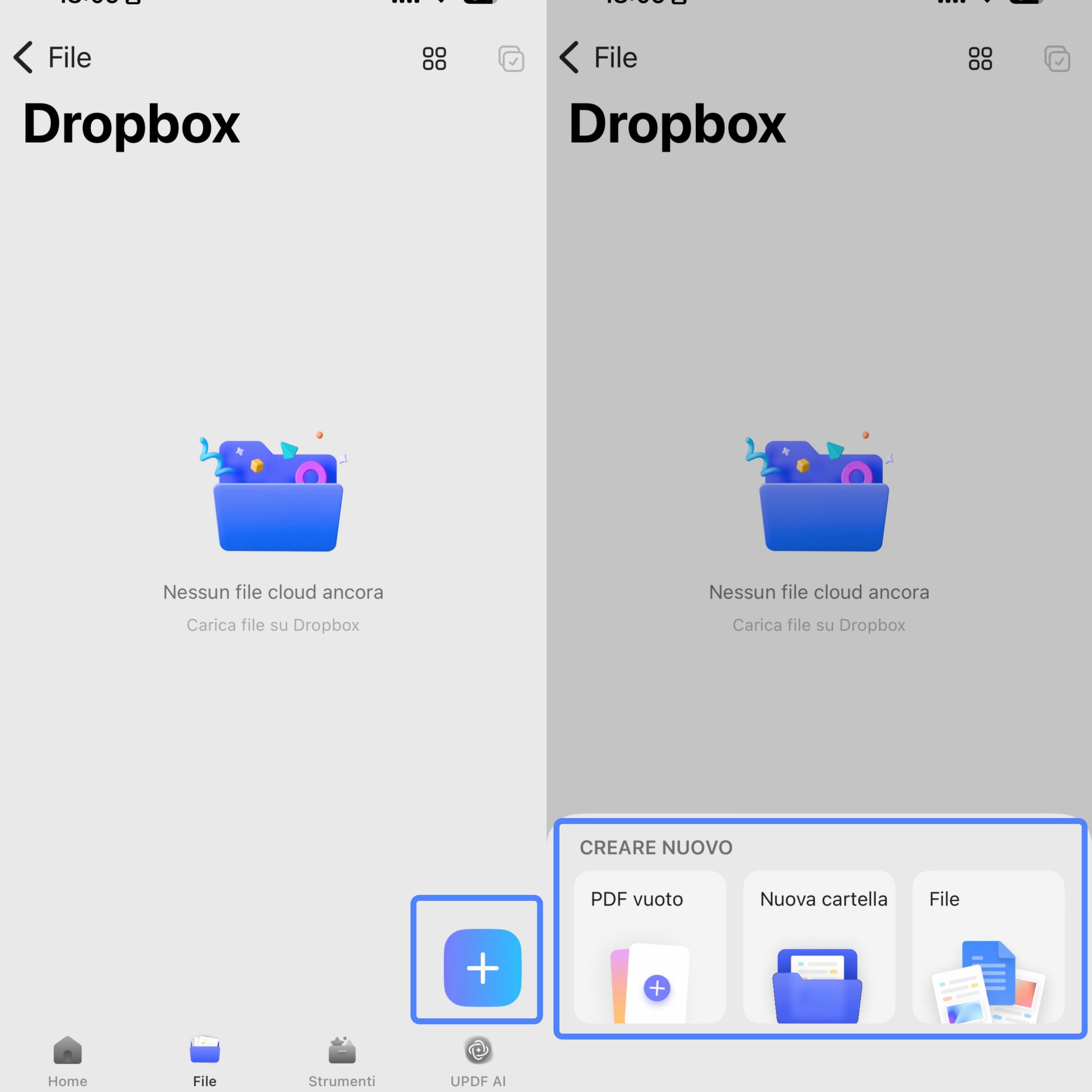 sync files to dropbox via updf