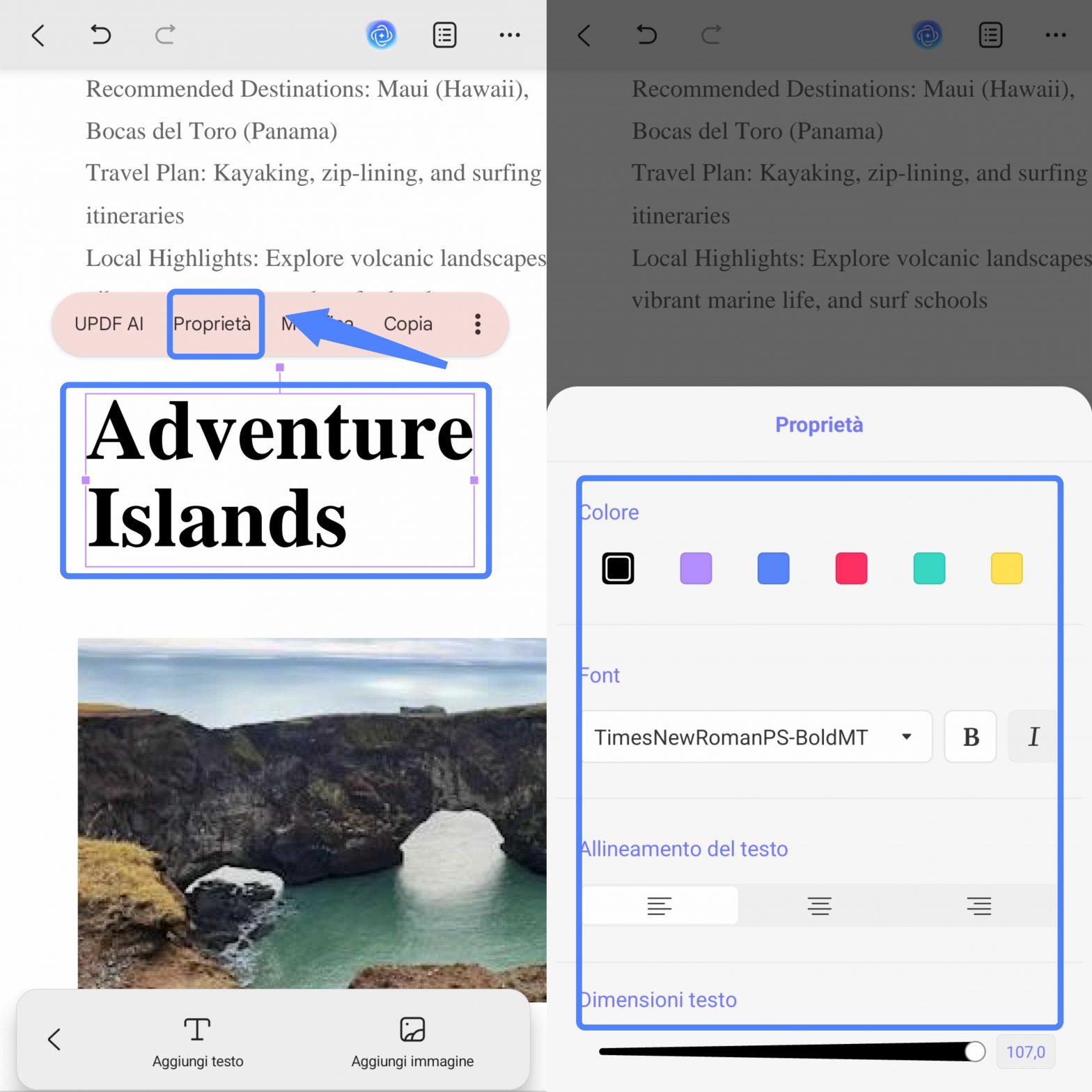 Come modificare il testo in PDF su Android con UPDF