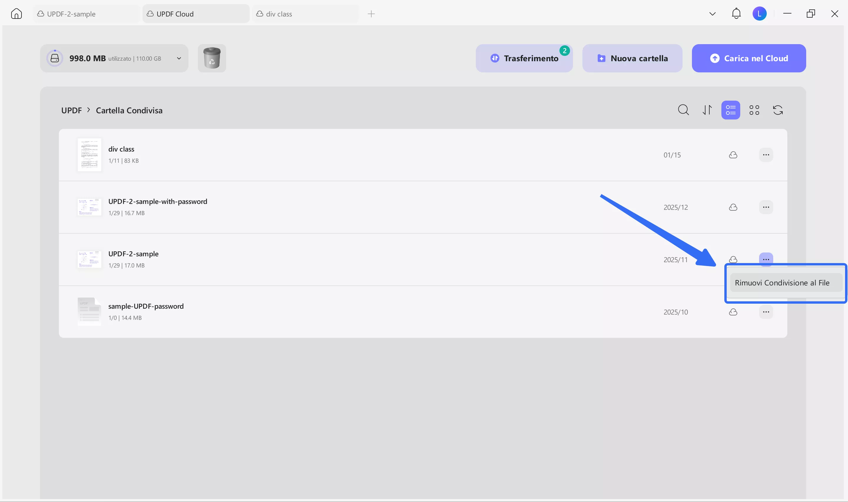 Unshare shared PDF with UPDF