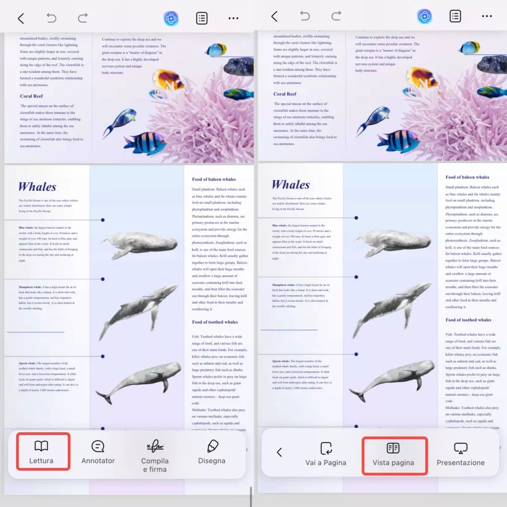 access to reading mode and select view page ios 