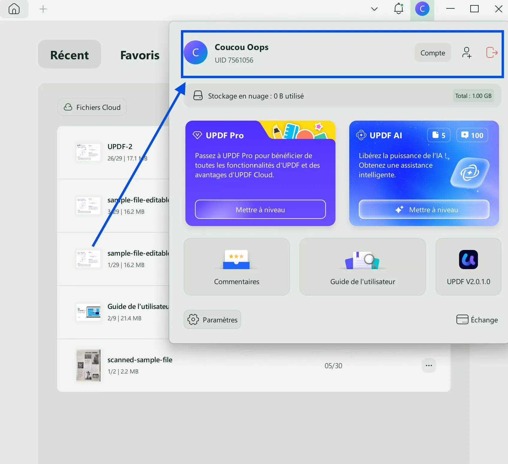 Connectez-vous avec un compte UPDF sous Windows