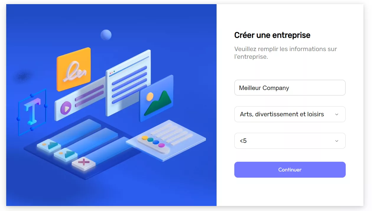 Création d'une entreprise pour le plan d'entreprise UPDF