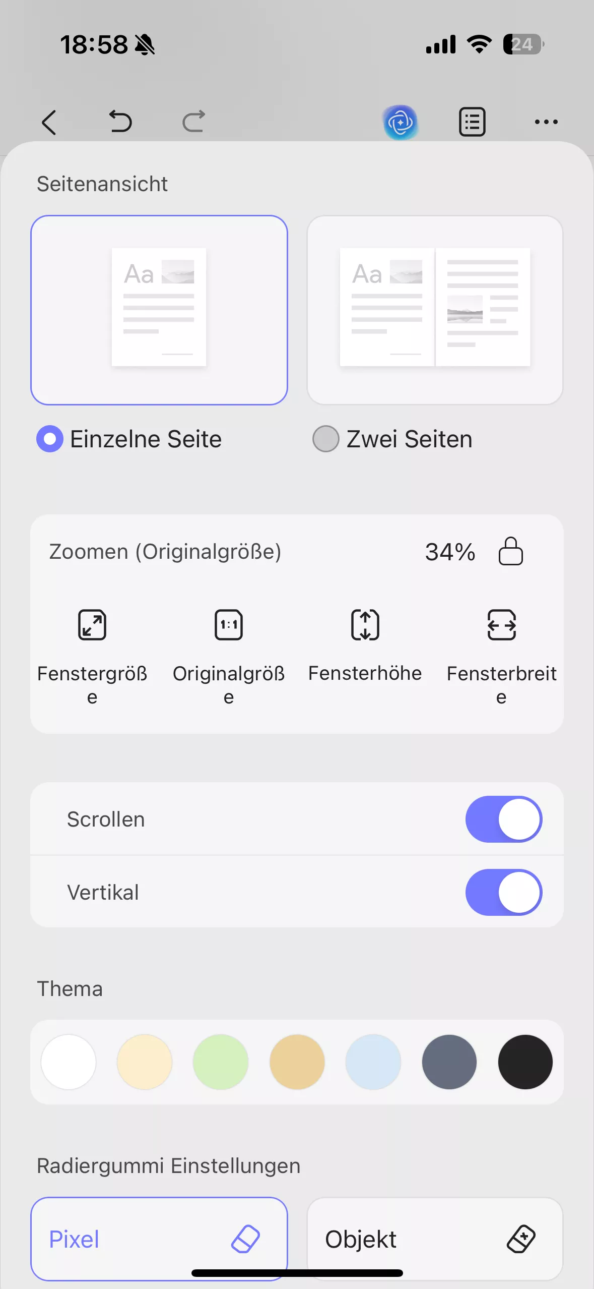 Seitenansicht anpassen iOS