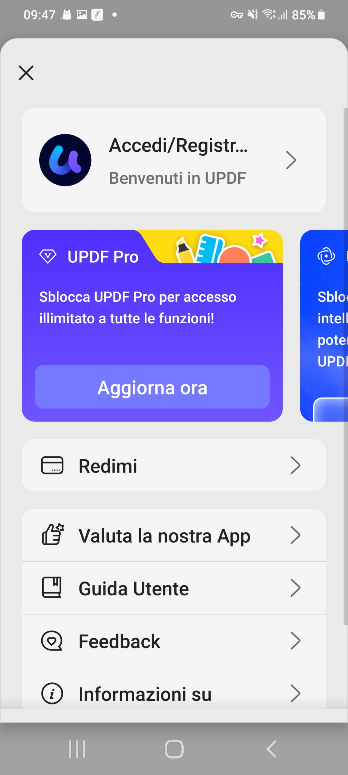 accedere e attivare updf