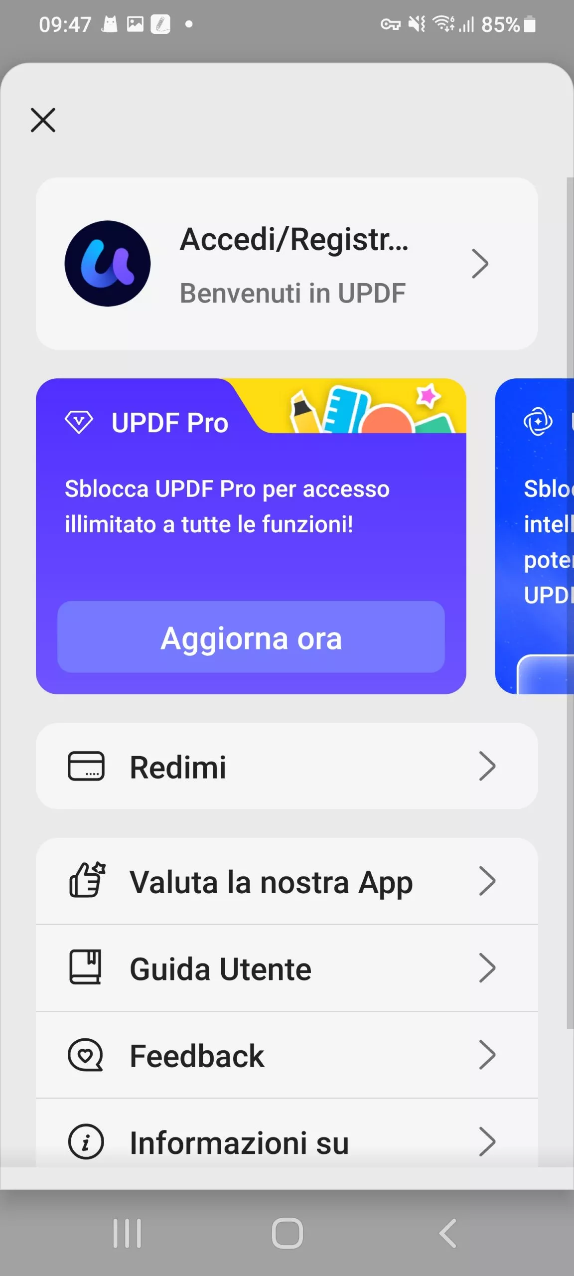 accesso UPDF Android