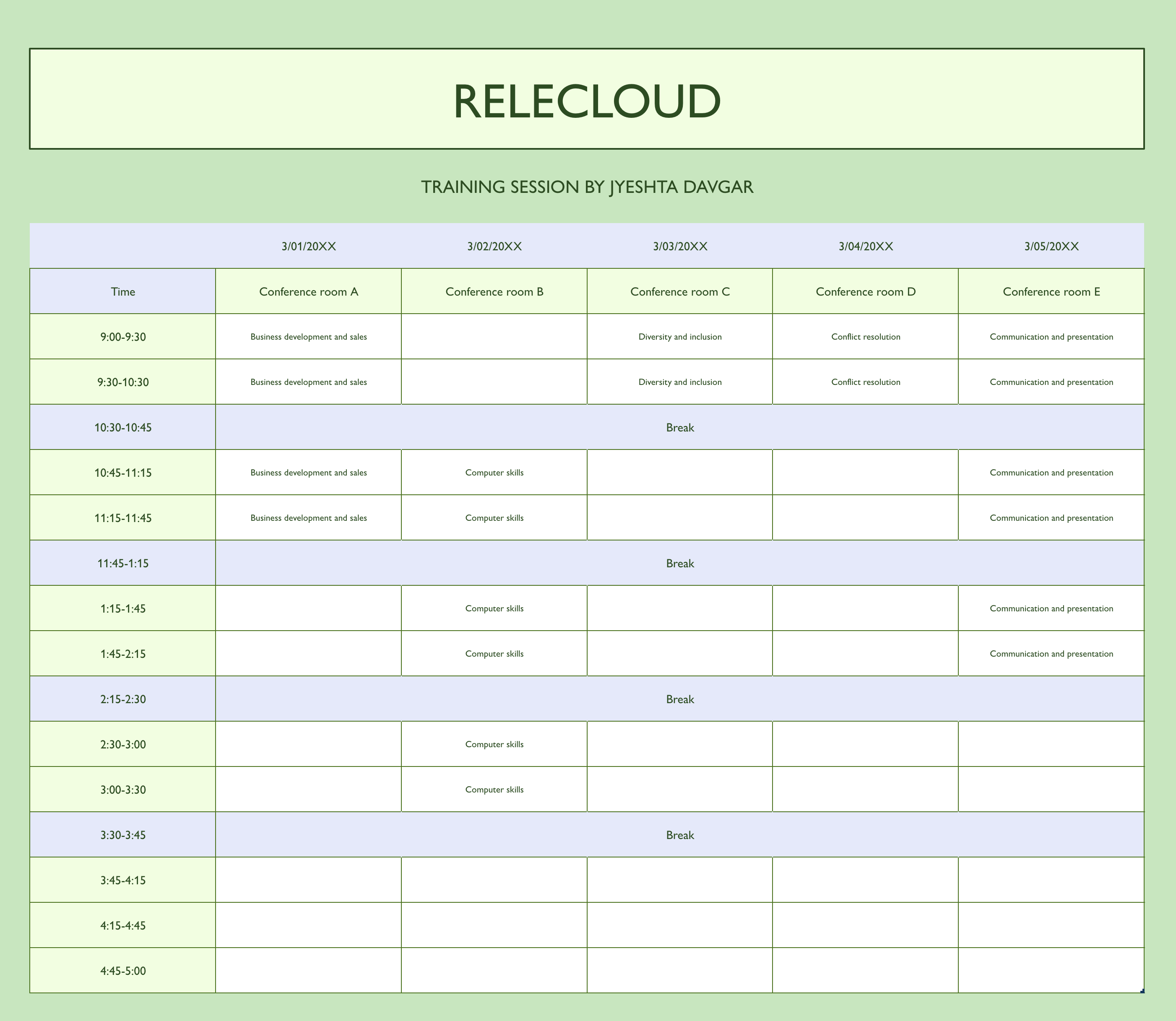 5-day event tasks excel template