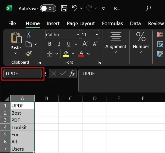 name the range "UPDF " in excel