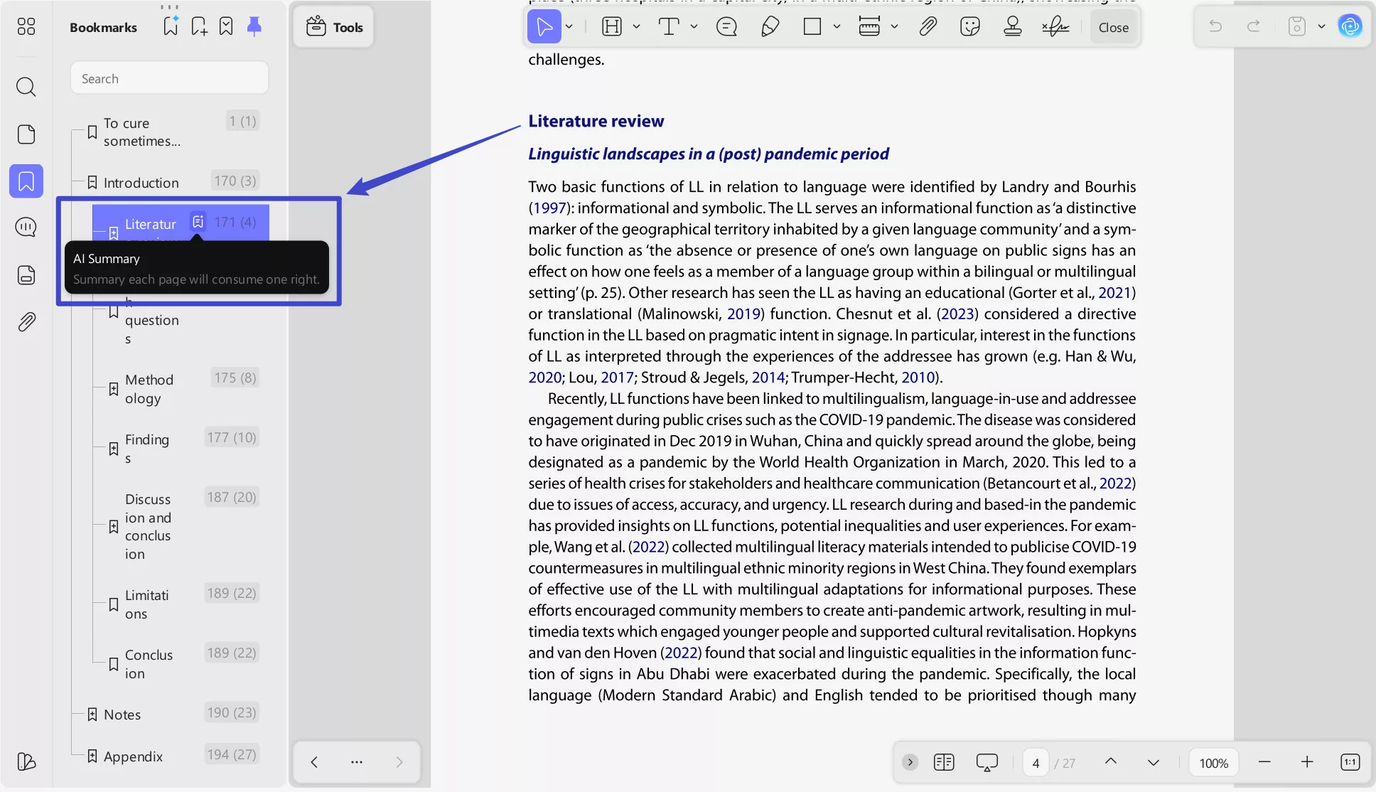 ai summary in bookmark