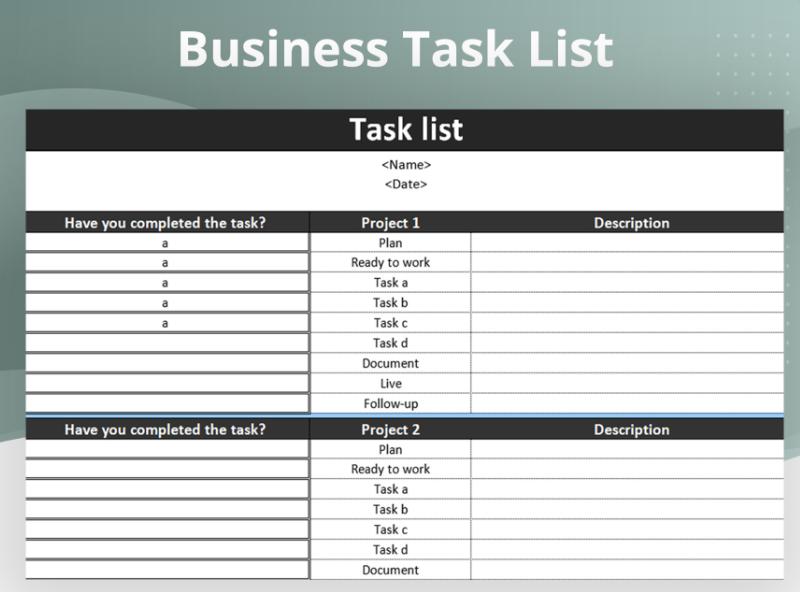 قالب Excel لتتبع مهام الأعمال