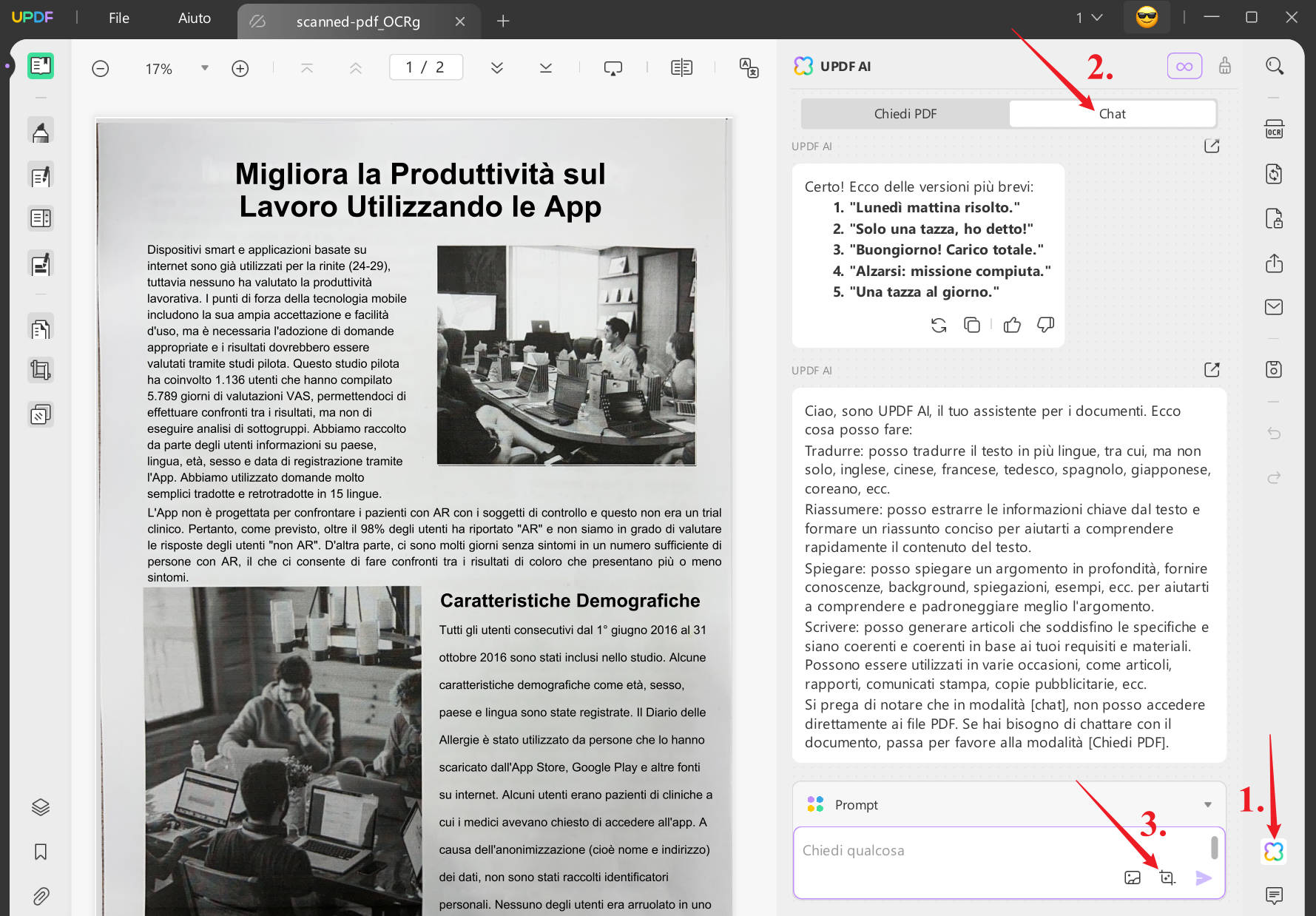 Riassumi PDF Scansionati