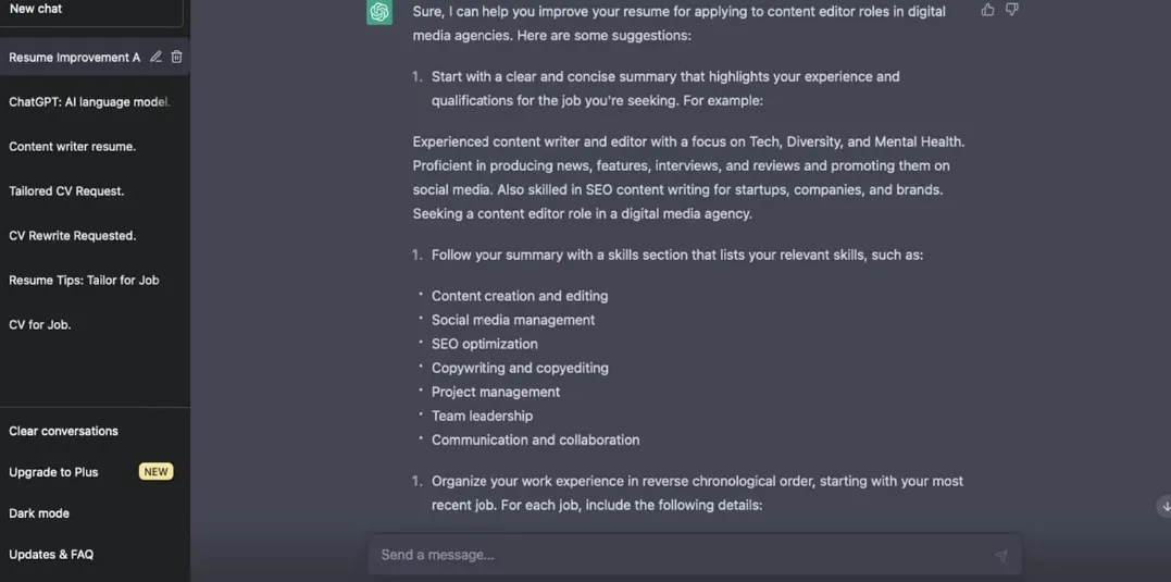 chatgpt improve resume