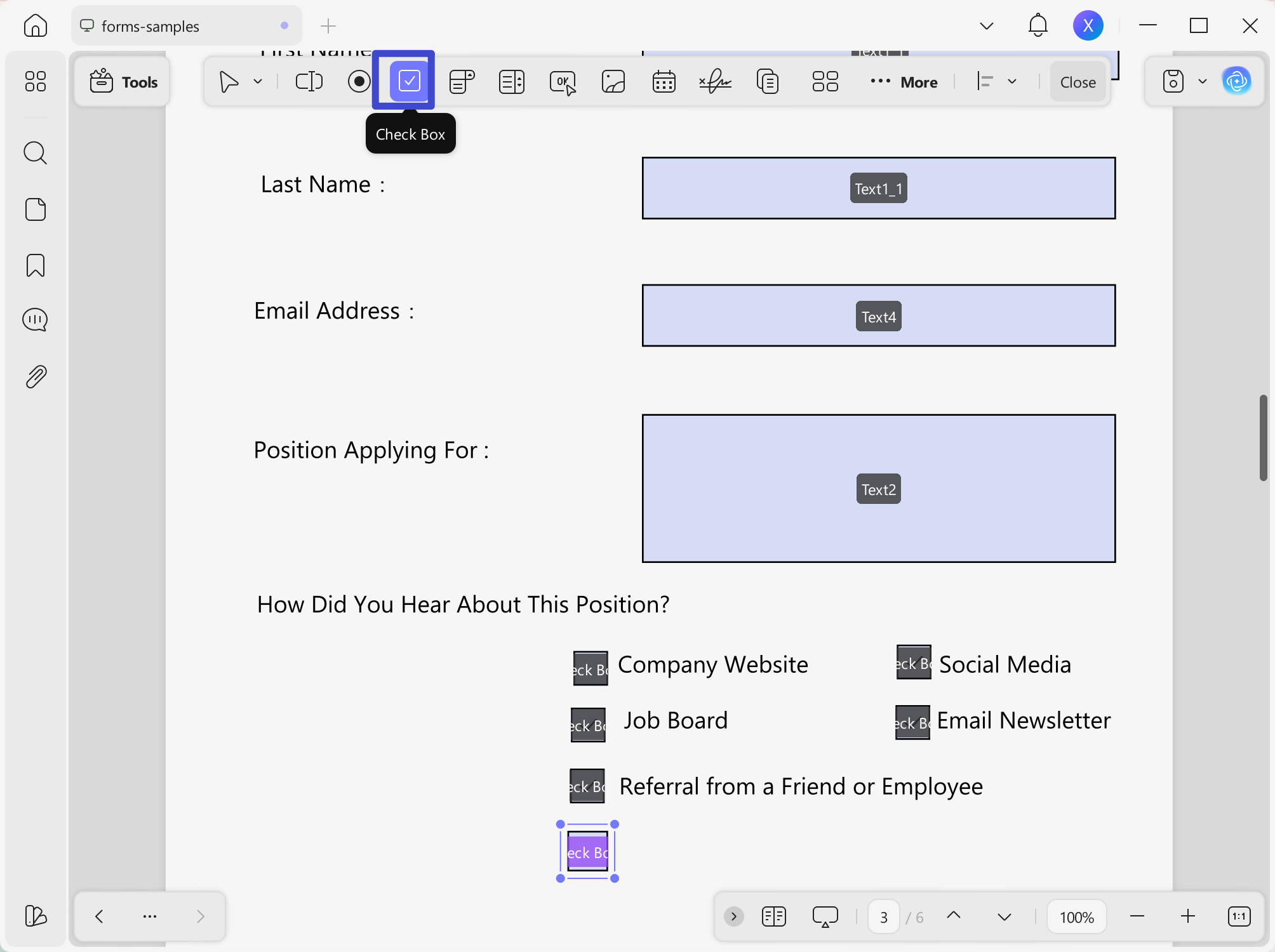 insert checkbox in pdf