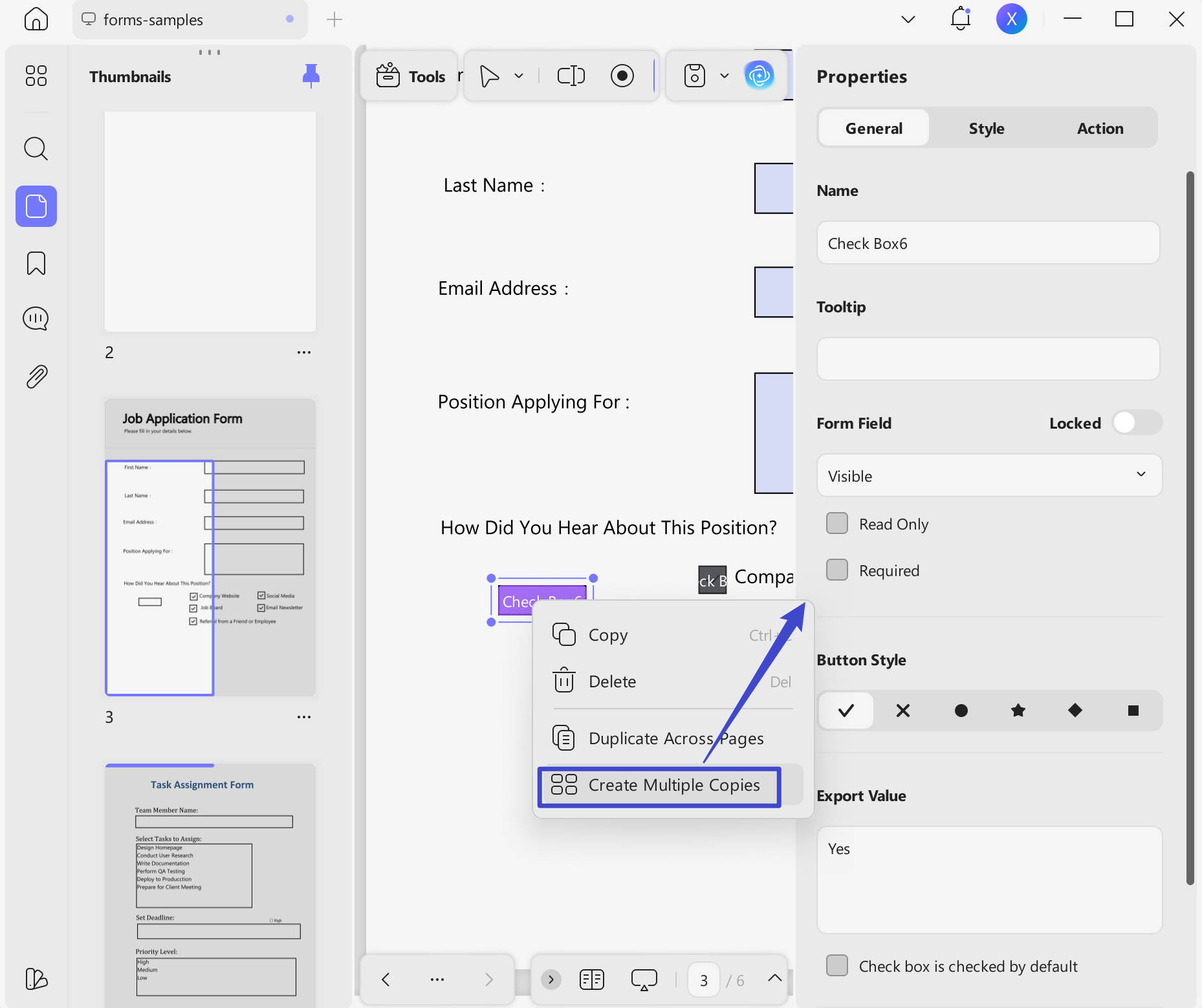 add checkbox in pdf