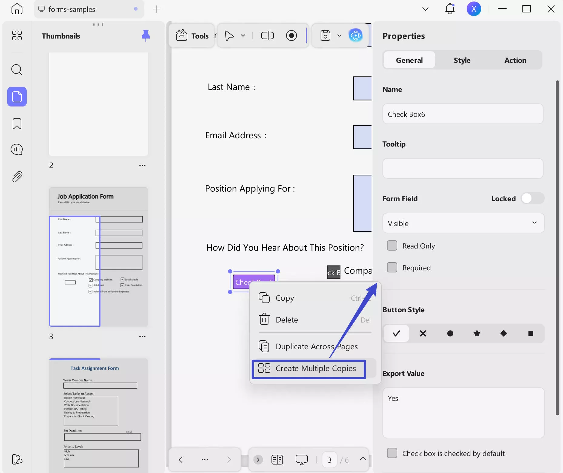add checkbox in pdf