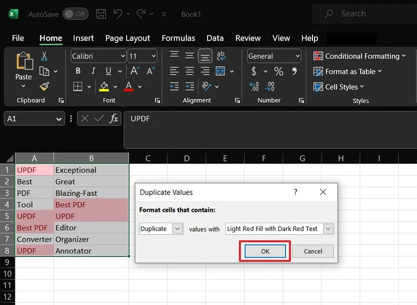 Find Duplicates in Excel Between Two Columns