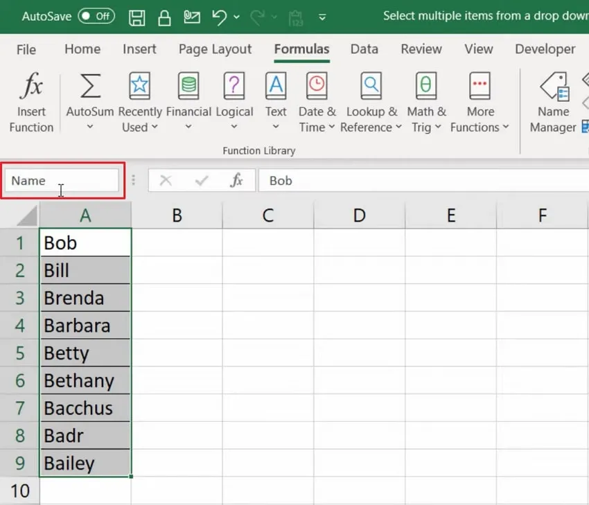 creare un elenco a discesa in Excel