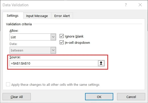 creare un elenco a discesa in Excel