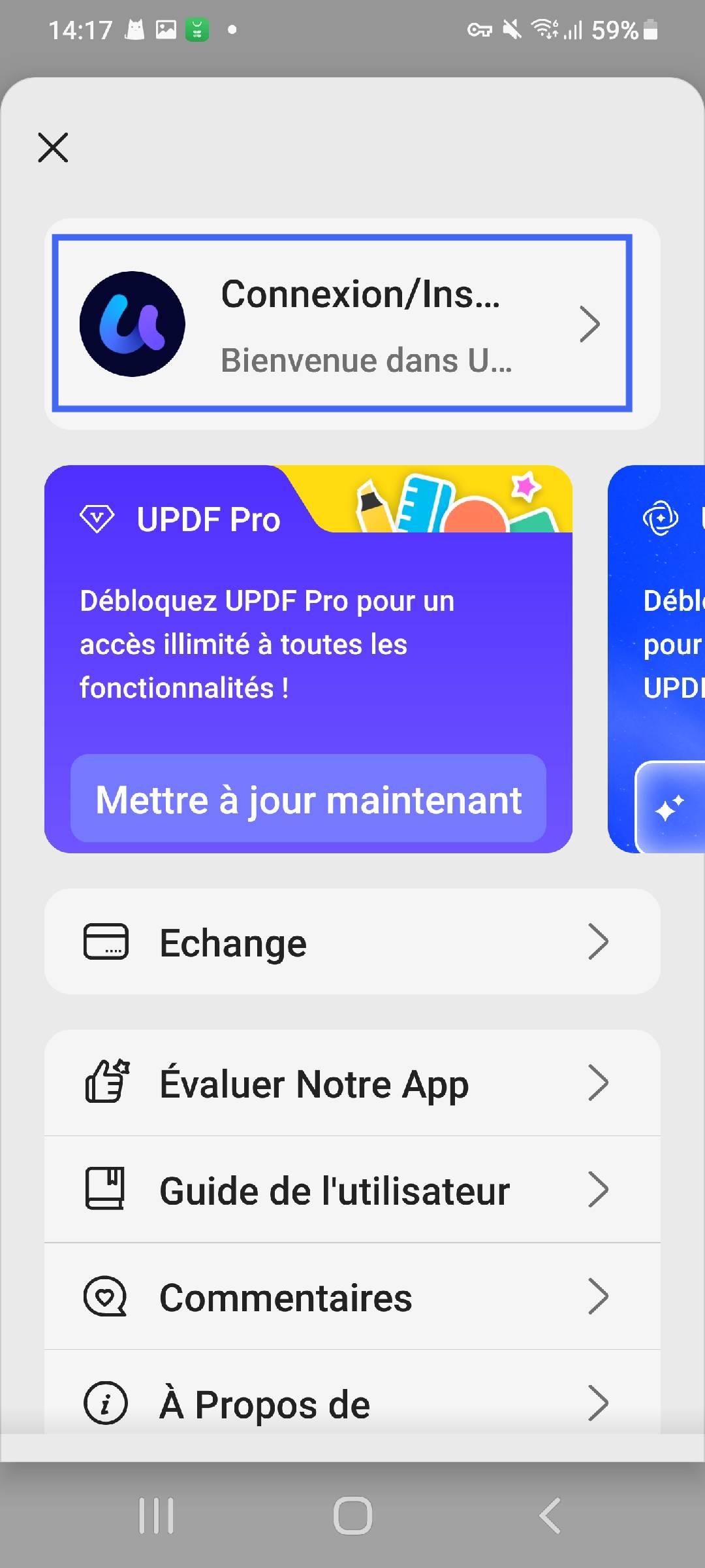 Se connecter et activer UPDF