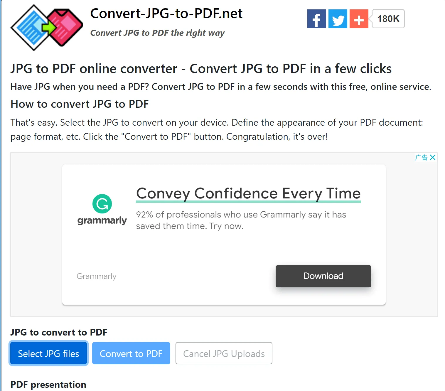 creare pdf da foto con Convert-JPG-to-PDF.net