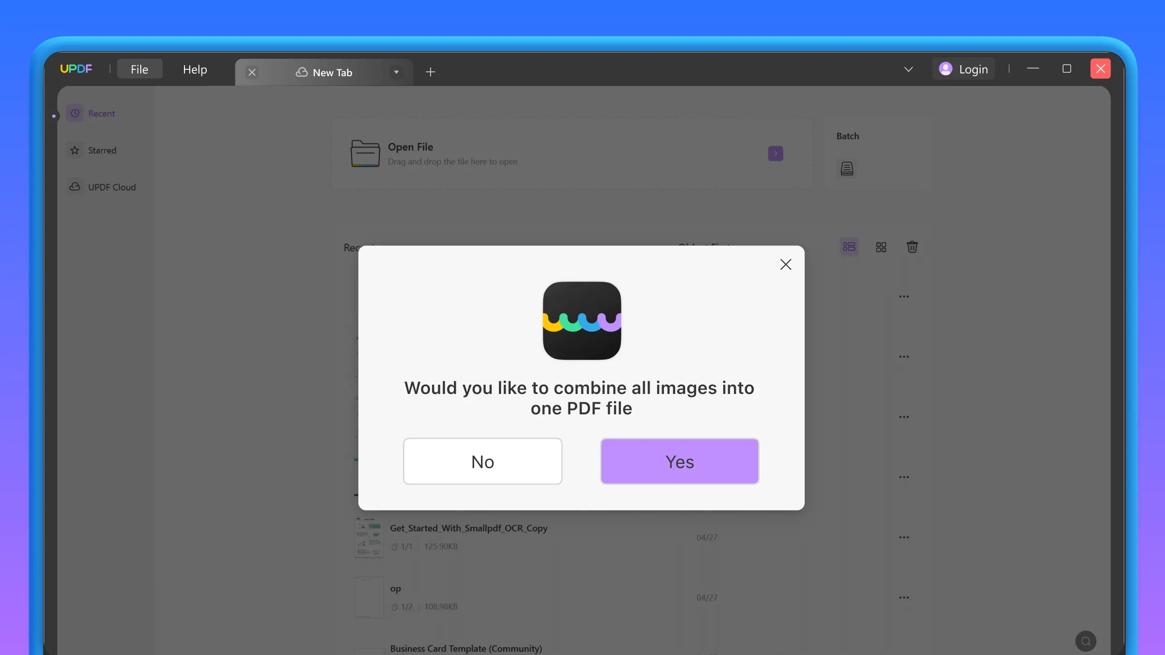 crear pdf de imágenes con updf