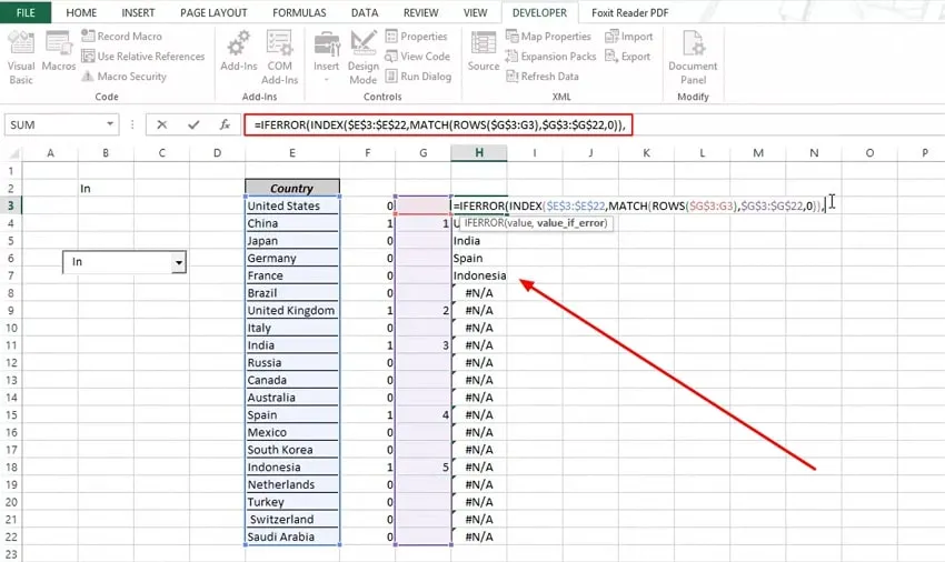 creare un elenco a discesa in Excel