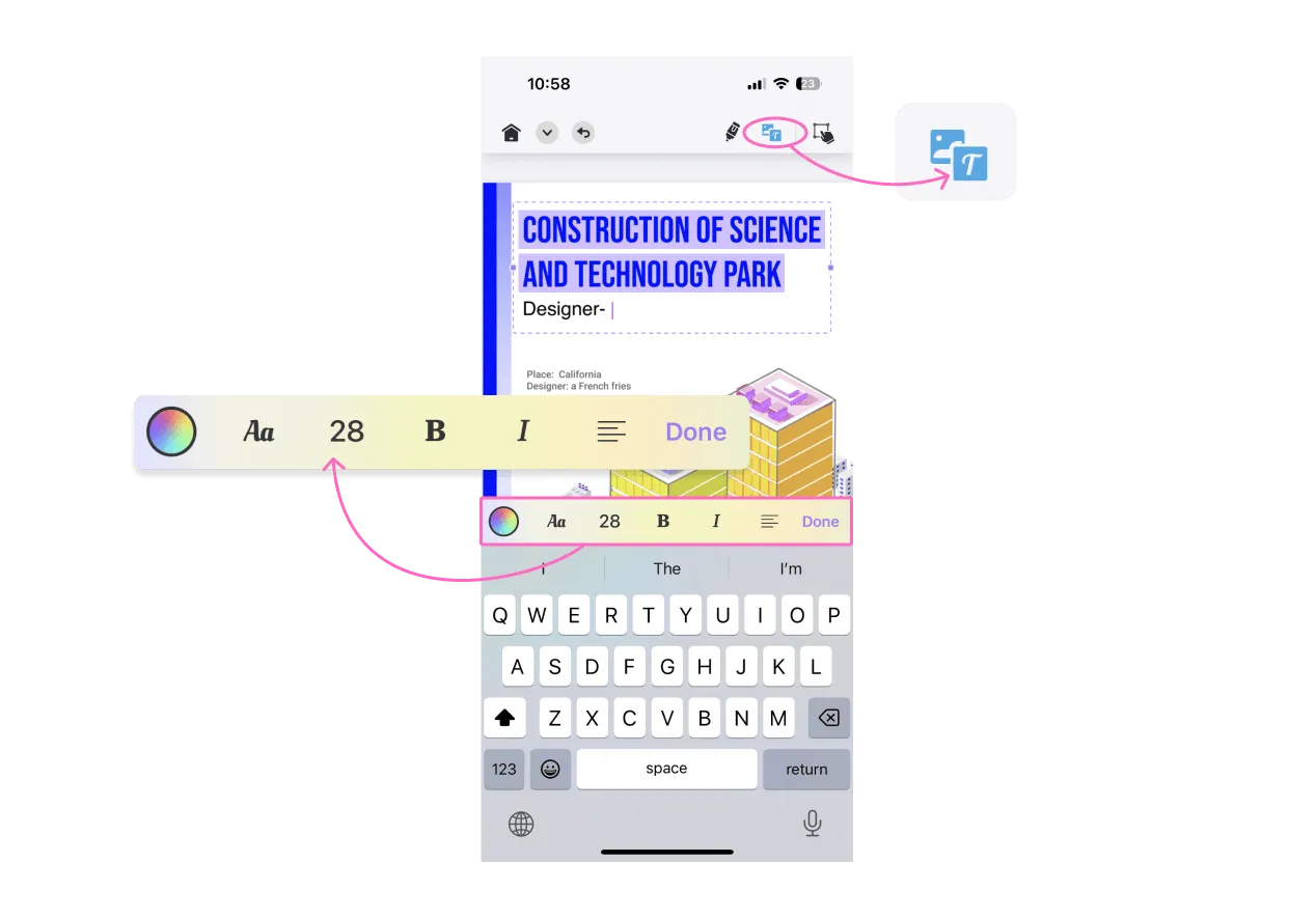 edit text in pdf with updf ios 1.3.0