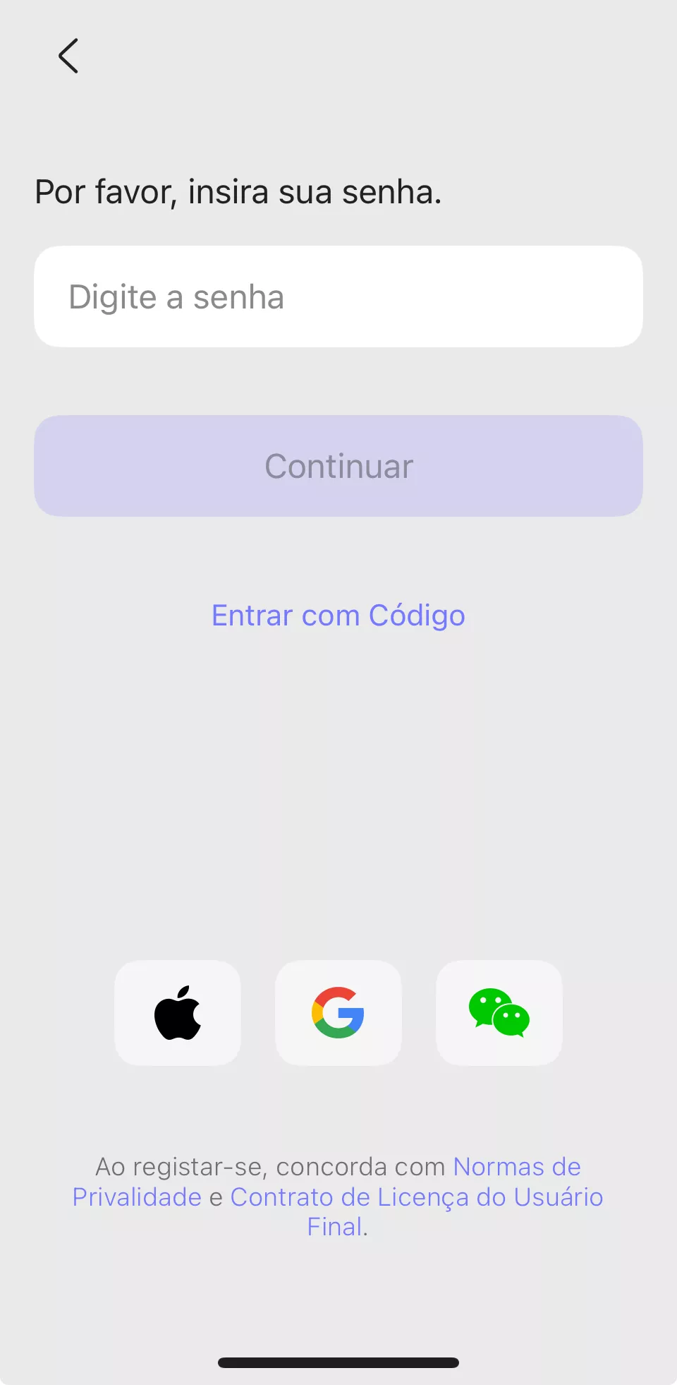 digitar a senha