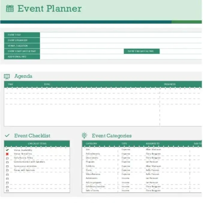 Event Agenda Tracker Template