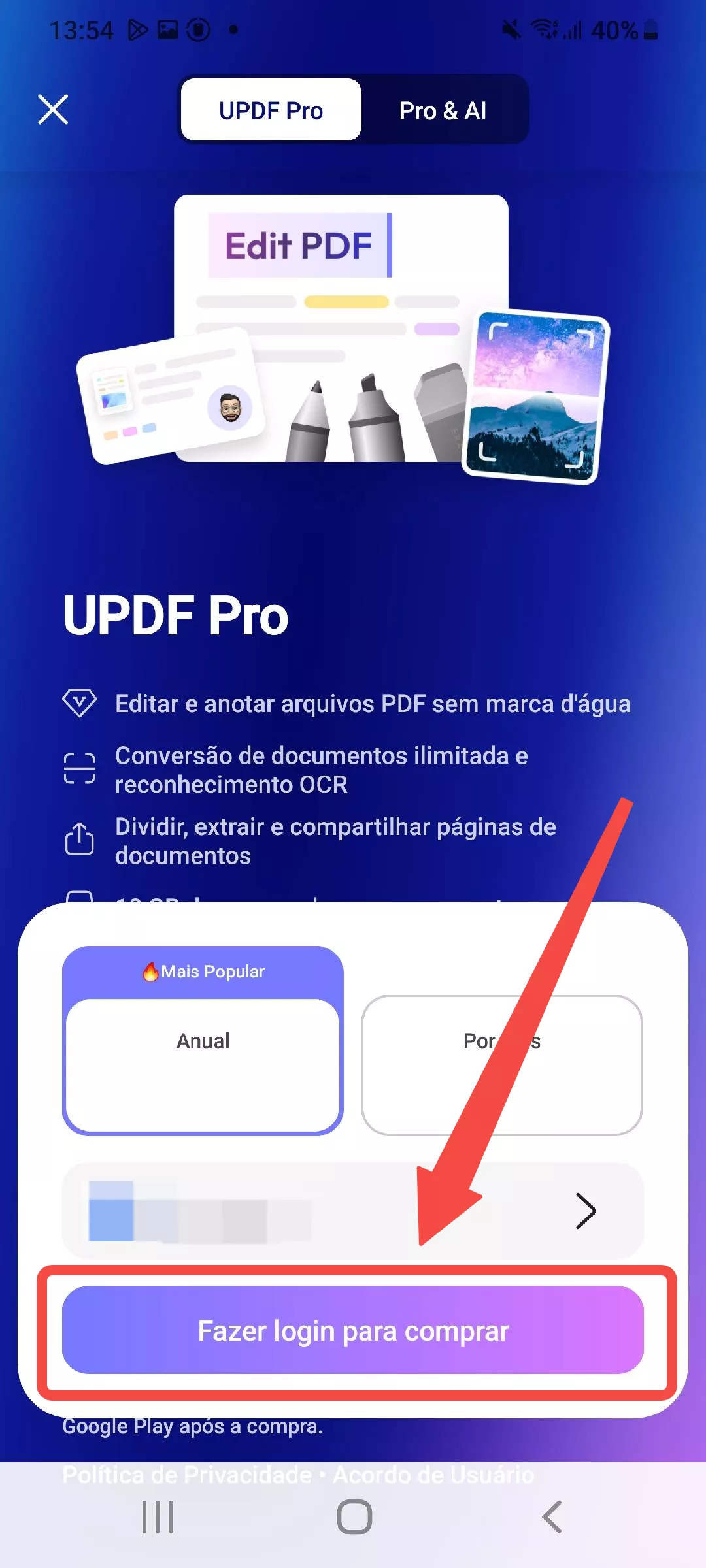 fazer login para comprar