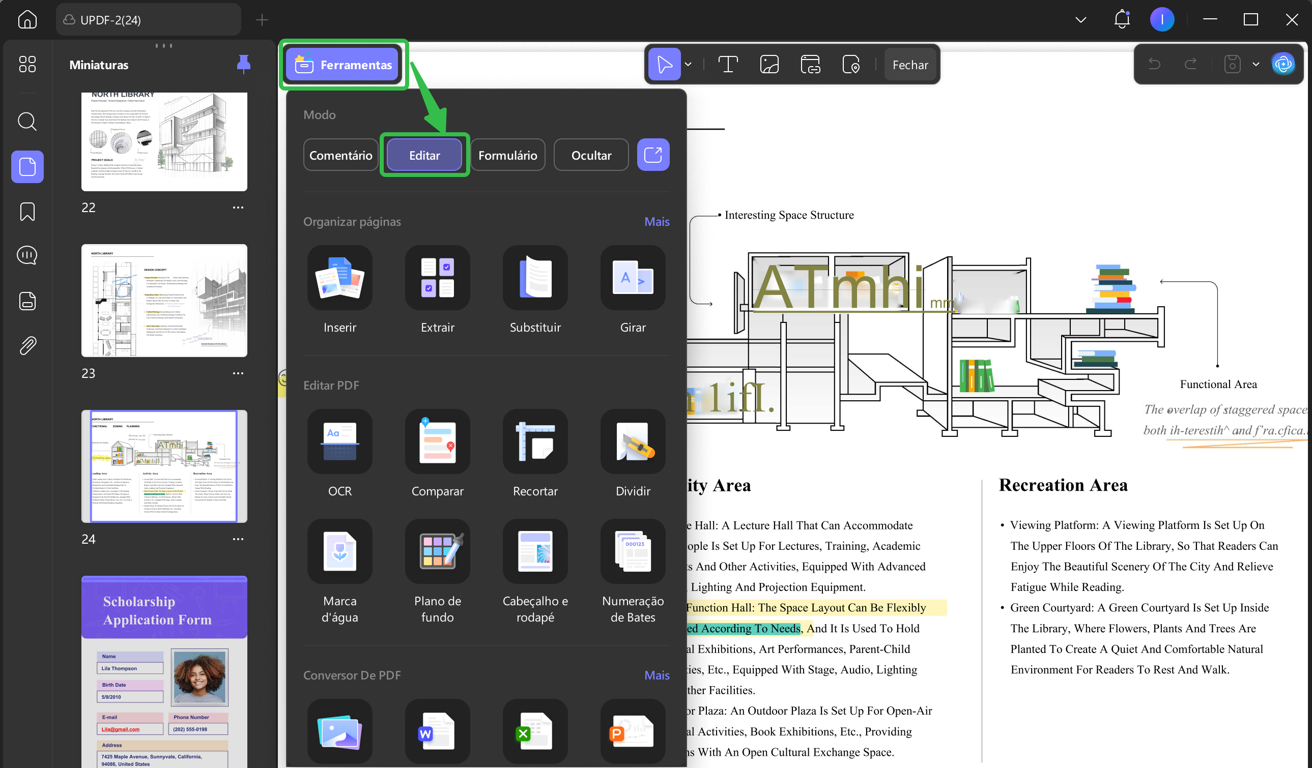editar pdfs no updf