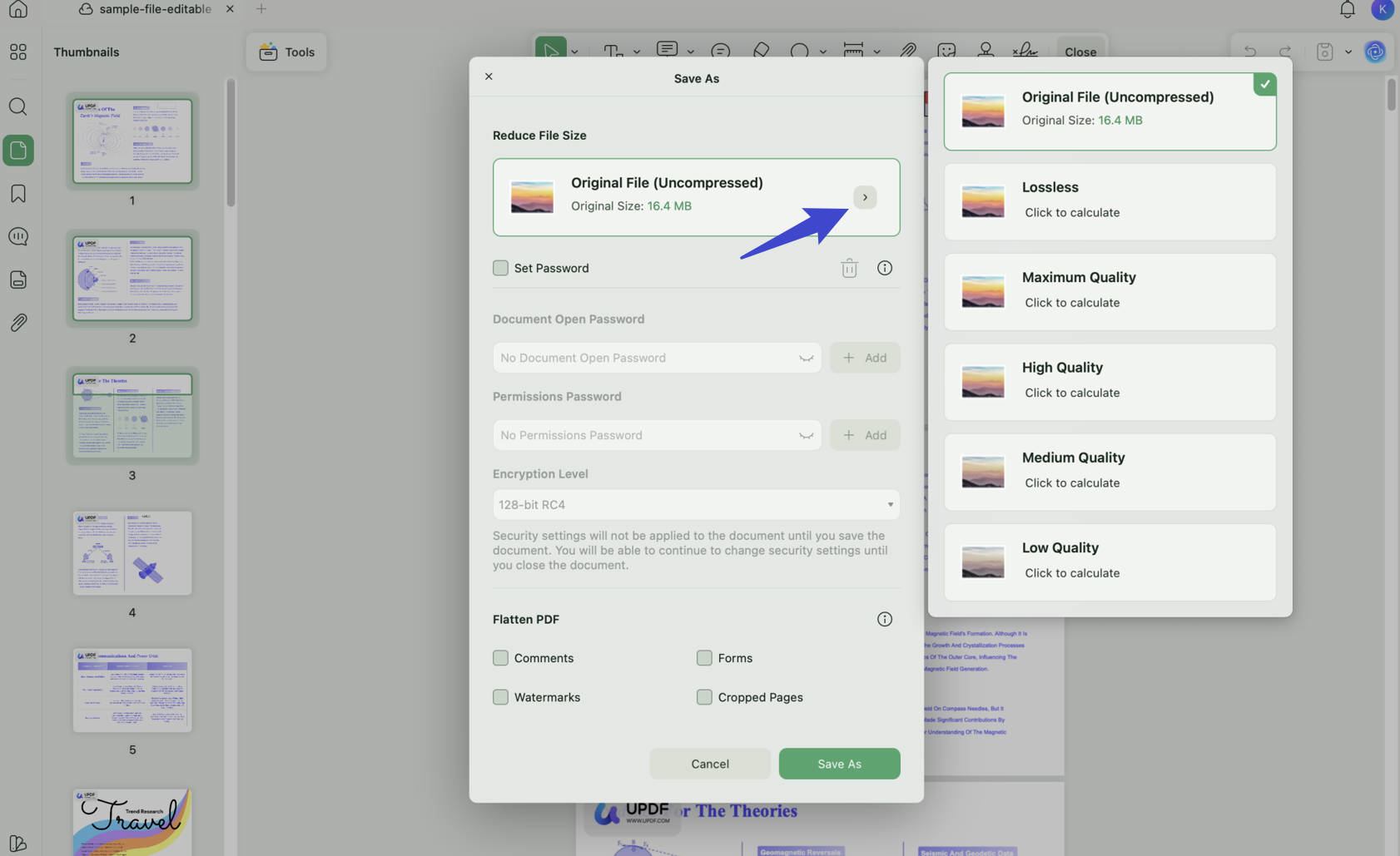compress quality options
