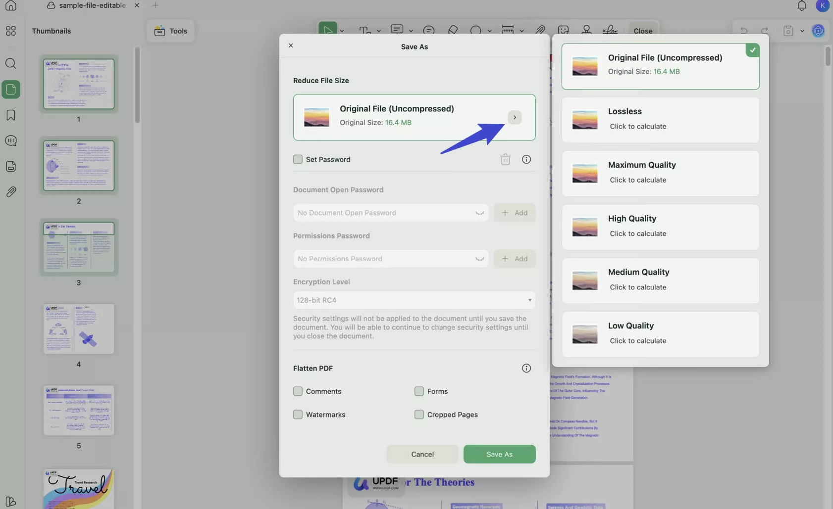 compress quality options