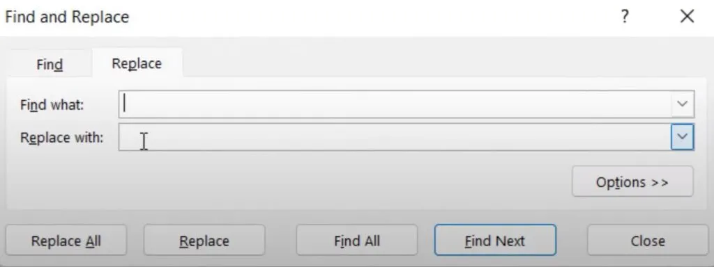 Find and replace in excel