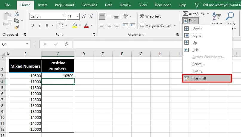 Encuentre la opción Relleno rápido en Excel