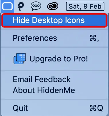 Use HiddenMe to hide all desktop icons mac