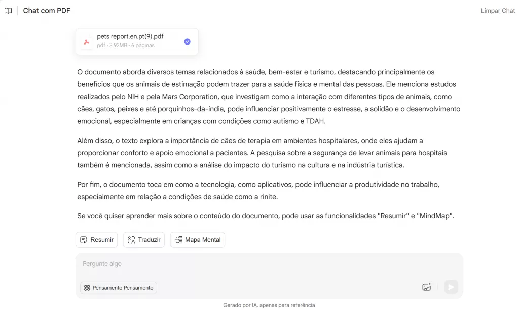resumos gerados de PDFs de pesquisa e padrão