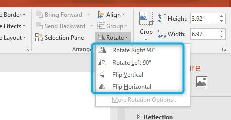 rotation degree of images in ppt